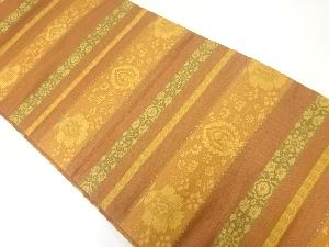 リサイクル　金通し横段に花更紗模様織出し全通袋帯